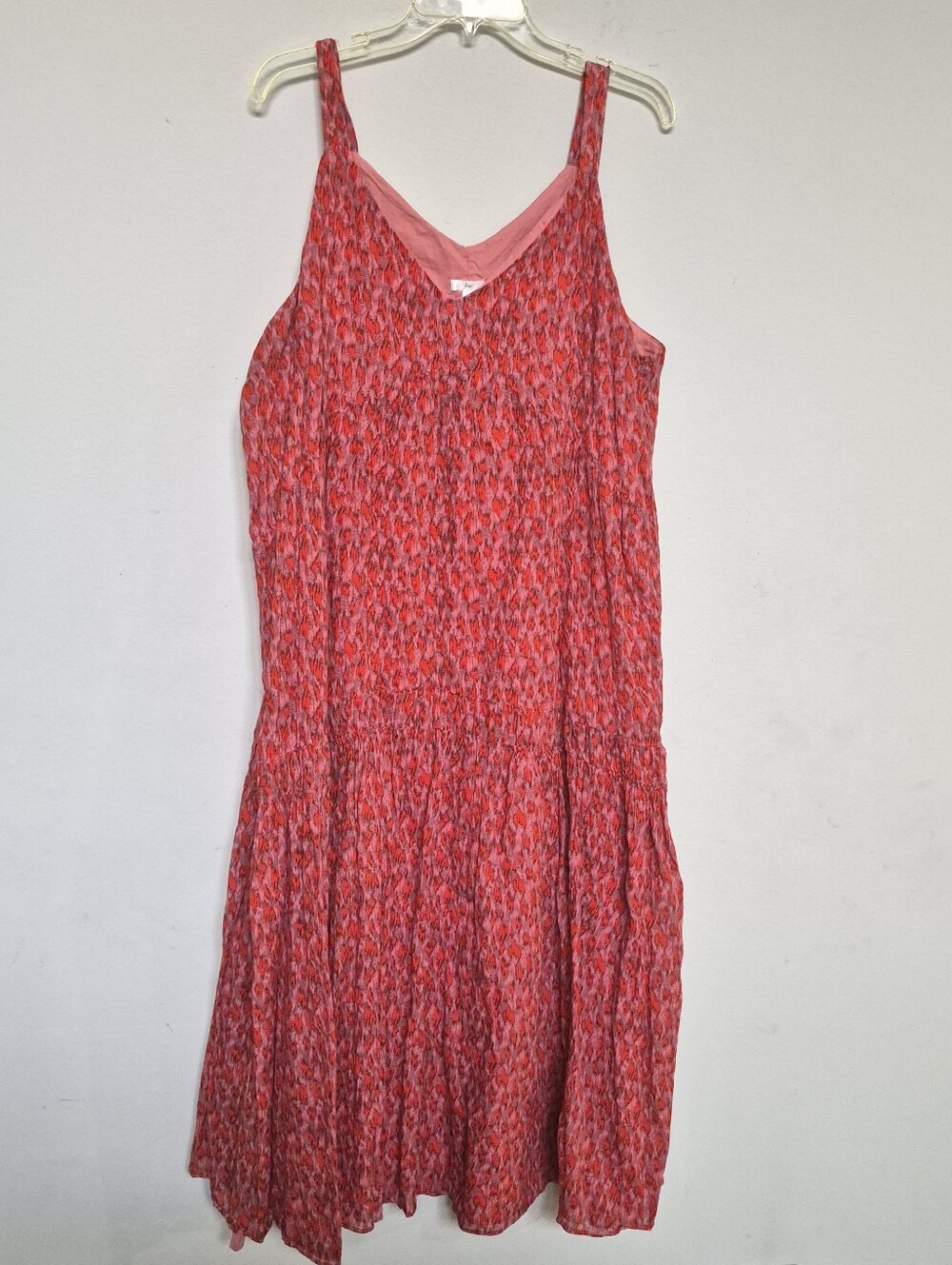 JOIE Red Printed Flowy Sleeveless V-Neck Boho Light Weight Women's Dress Sz XL